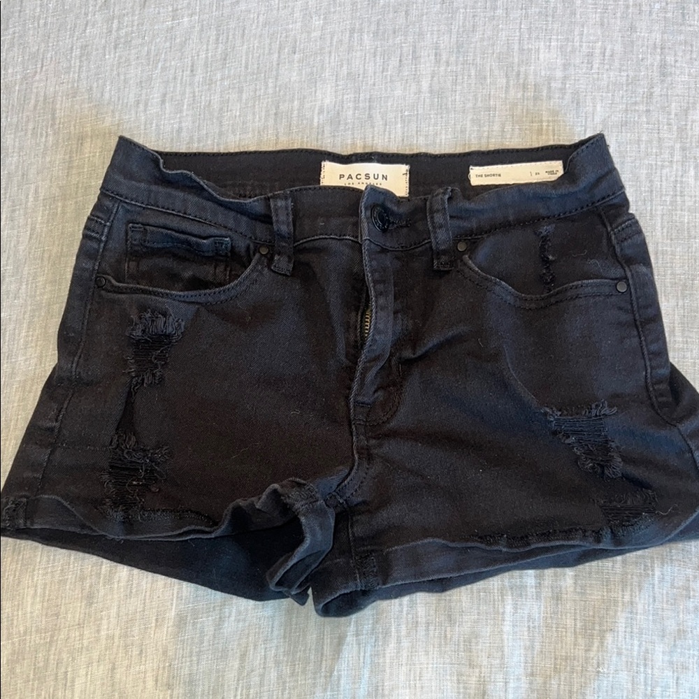 PacSun Black Jean Shorts High-Waisted Distressed